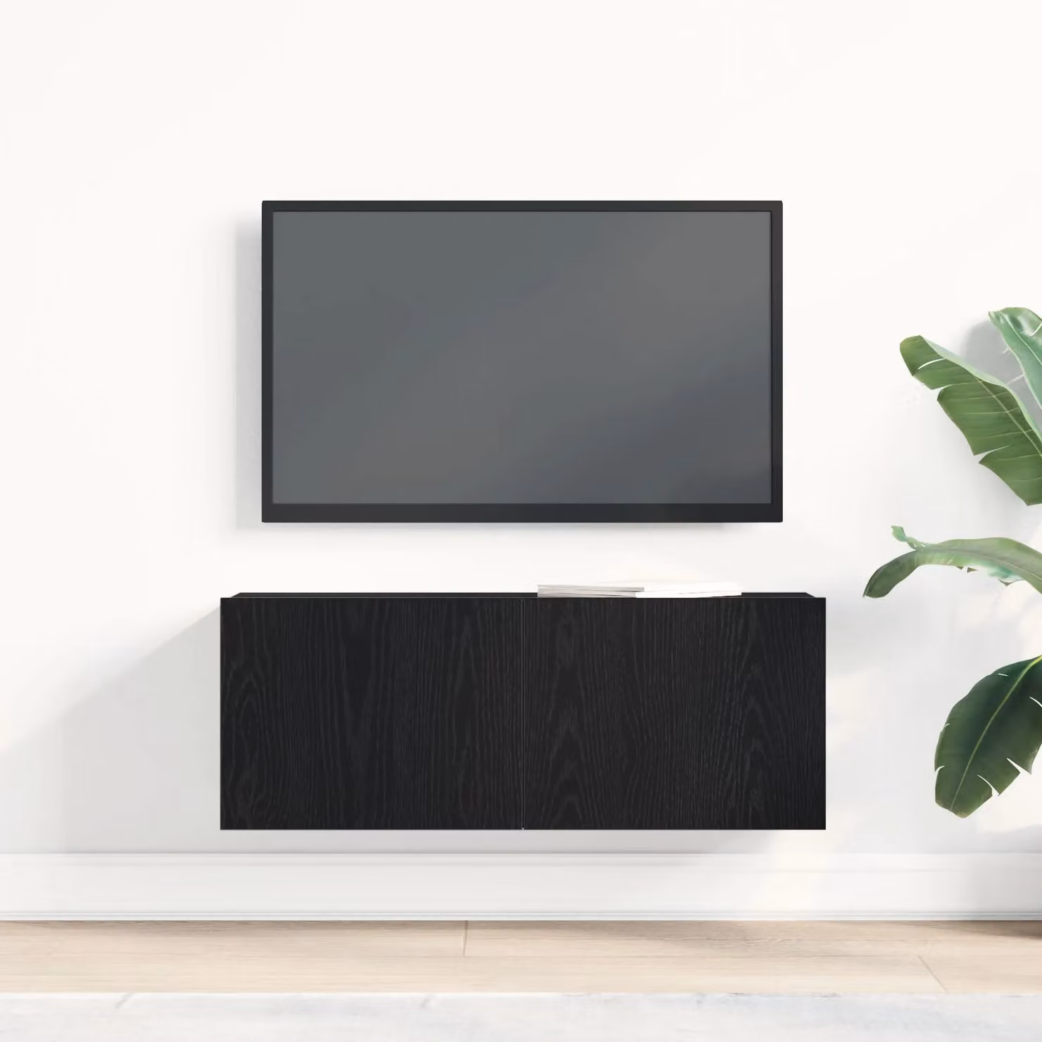 Berkfield Home Black Oak TV Stand, Modern Engineered Wood Media Unit, W/D/H: 80 x 30 x 30 cm – 3