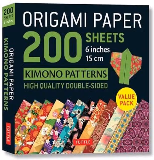 Tuttle Publishing Origami Paper with 200 Multicolour Kimono Patterns, 15 cm Sheets