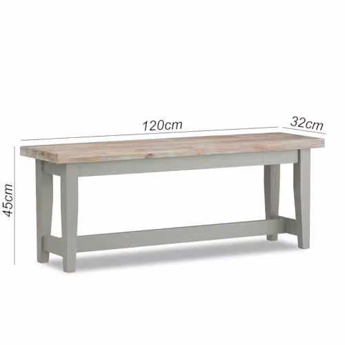Statement Furniture Florence Solid Acacia Hardwood Dining Bench in Green, W: 120 cm – 2