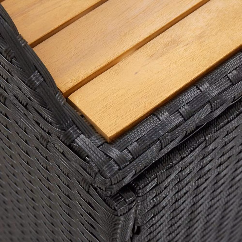 Berkfield Home Modern Garden Storage Bench in Black Oiled Acacia Wood and Rattan – 6