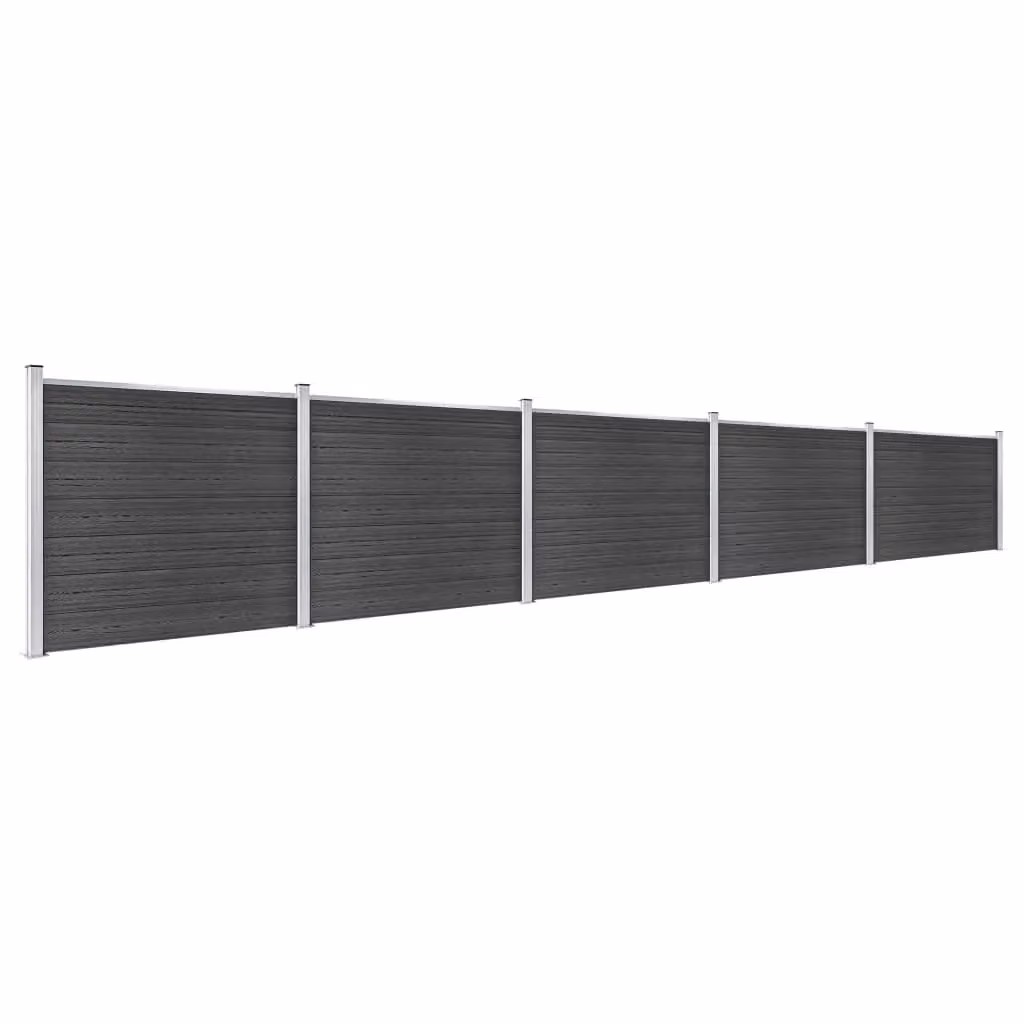 Berkfield Home WPC Fence Panel Set in Grey, W: 872 cm, H: 146 cm – 2