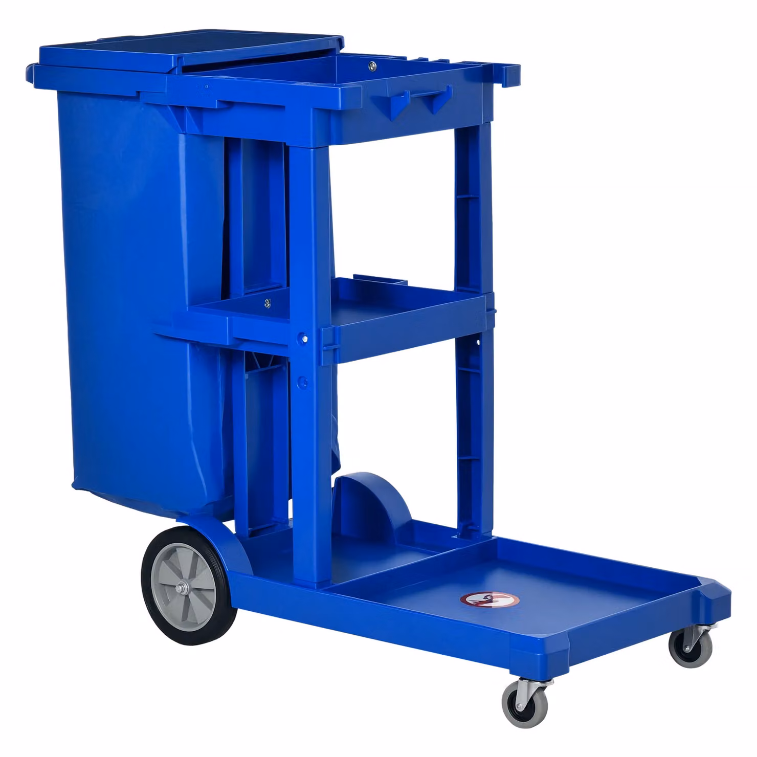 HOMCOM Cleaning Cart Housekeeping Trolley with 3 Tier Shelves in Blue – 2