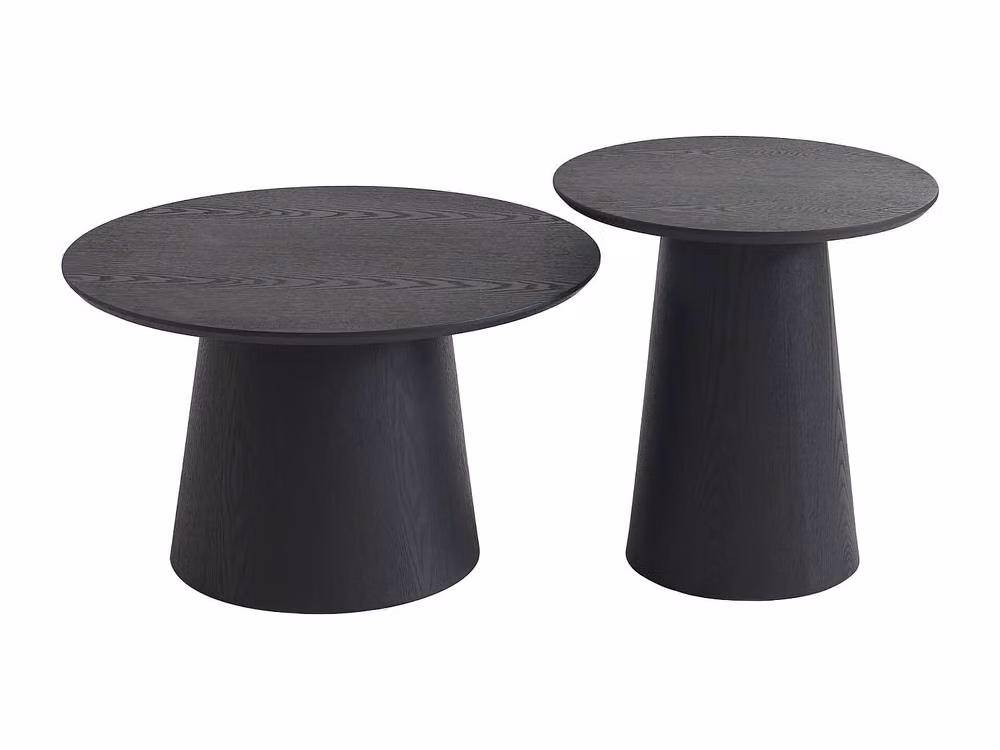 Vente-unique PIARI Oak Veneer Nesting Coffee Tables in Black – 3