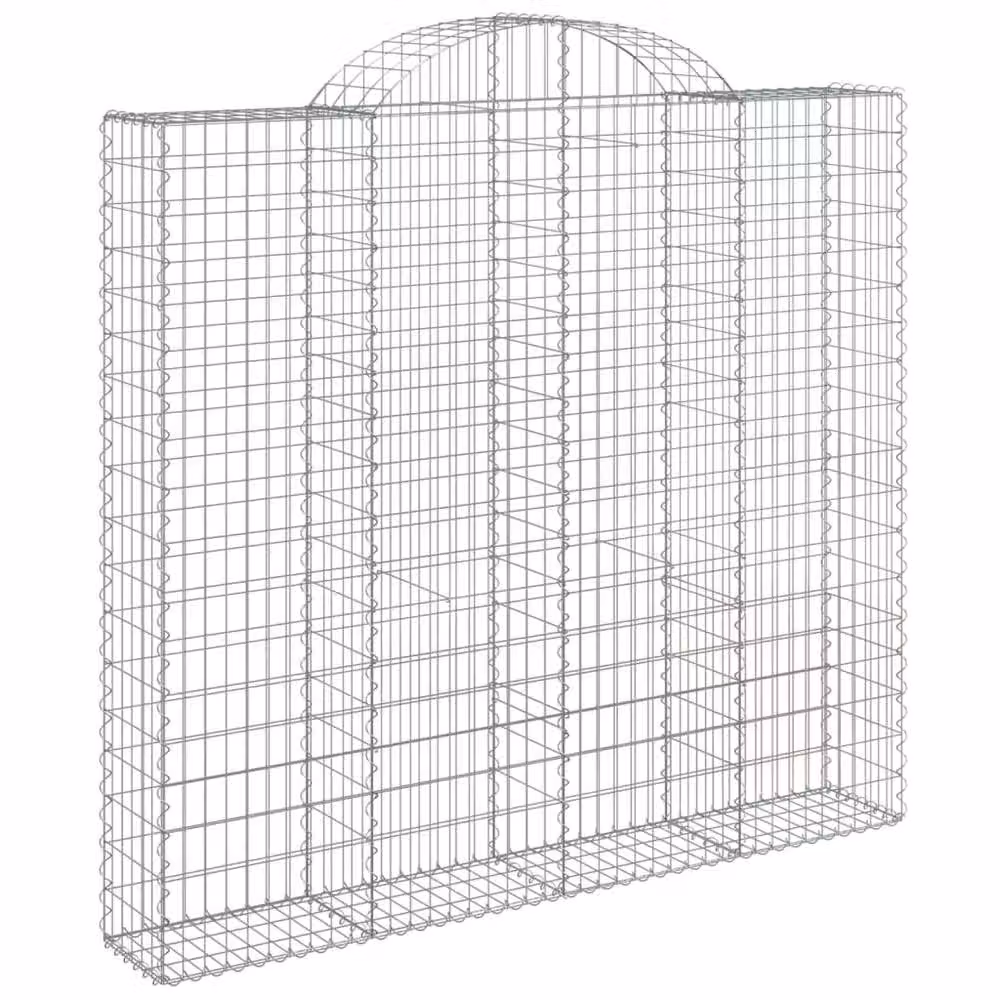 Berkfield Home Arched Gabion Basket in Silver Galvanised Steel, W: 200 cm, D: 30 cm, H: 180-200 cm – 2
