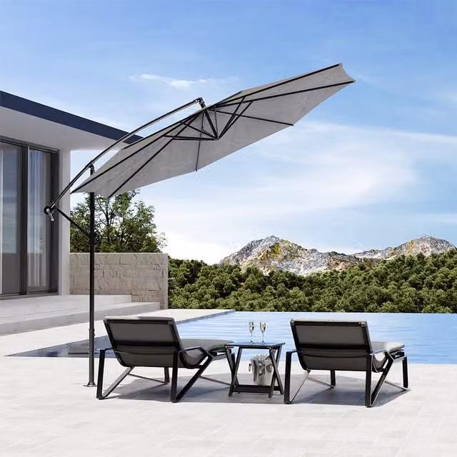Sheonly Komore 3m Cantilever Garden Patio Parasol in Light Grey