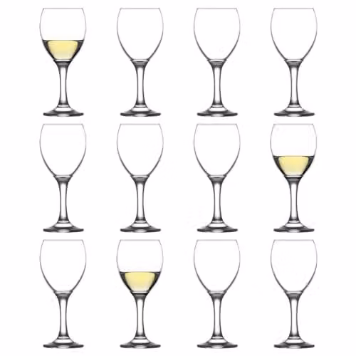 LAV Empire White Wine Glasses, 245ml, Pack of 12, Transparent