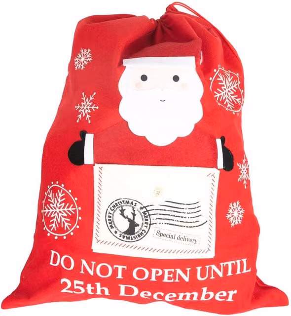 Shatchi Red Felt Christmas Sack for Secretive Holiday Gifting