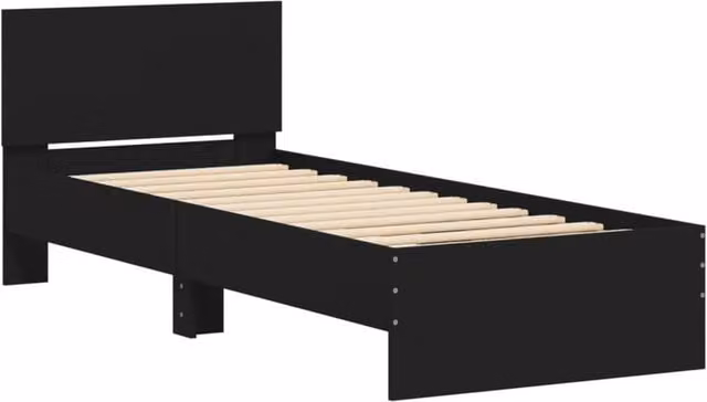 Berkfield Home Durable Bed Frame with Headboard and Lift Up Base, Black, W/D/H: 90 x 200 cm – 1