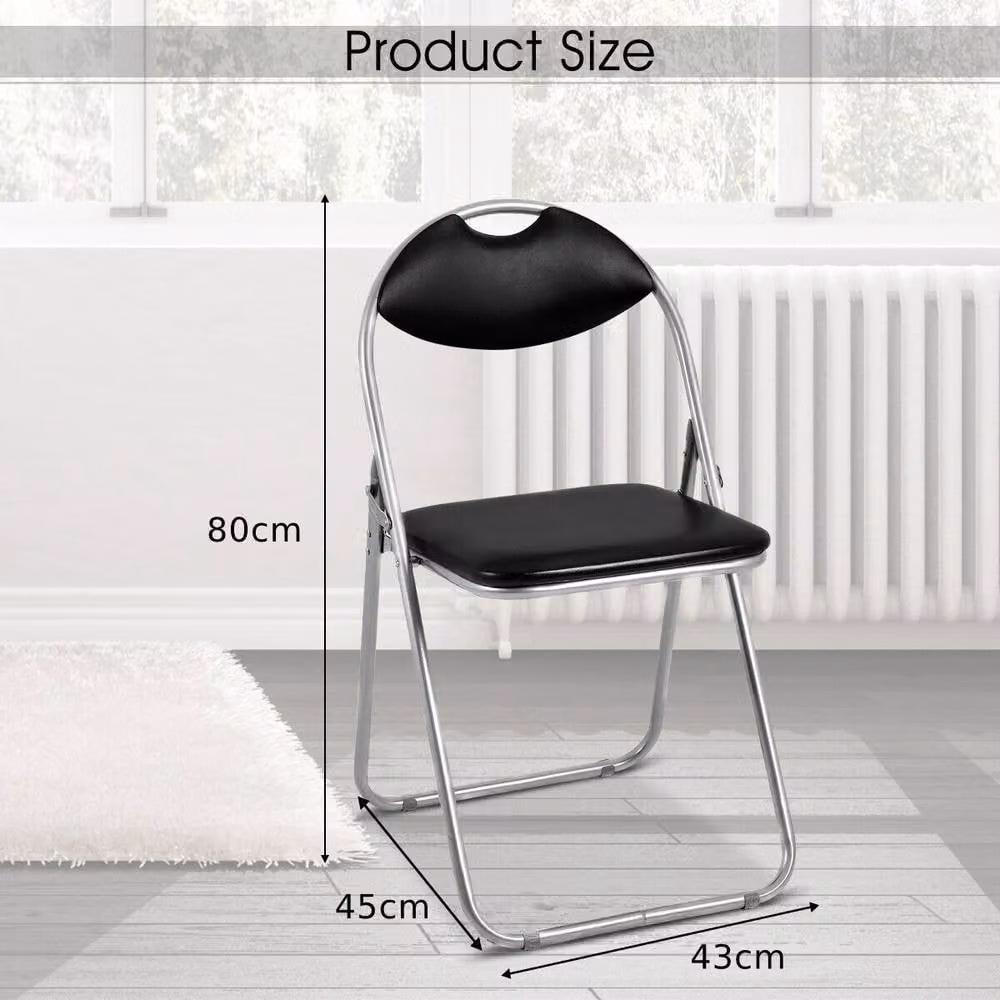 Costway 6 Pack Commercial Grade Metal Folding Guest Chairs with Padded Synthetic Leather Seats in Black – 2