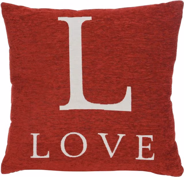 Orsina Red Chenille Love Words Square Cushion, 45 x 45 cm – 5