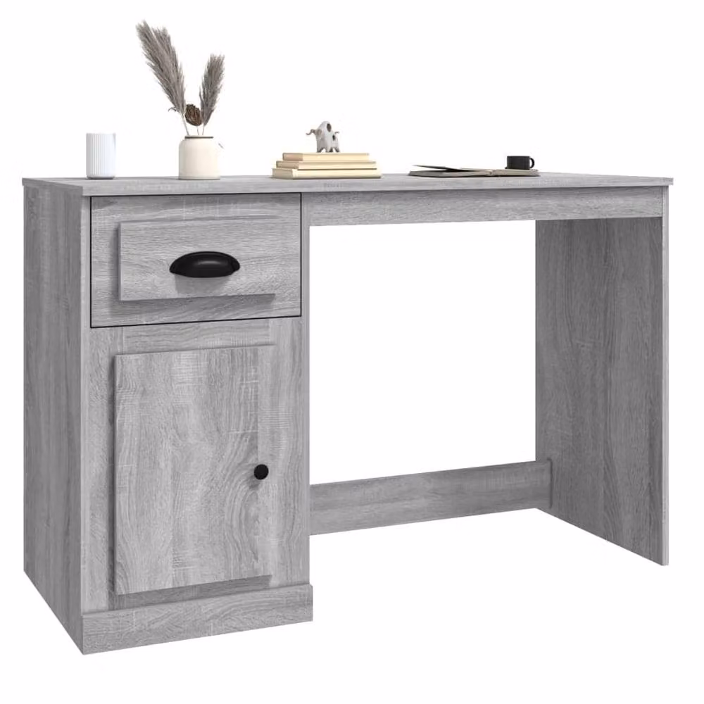 Berkfield Home Computer Desk with Drawer in Grey Sonoma, W/D/H: 115 x 50 x 75 cm – 3