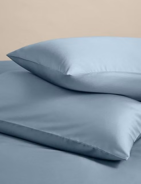 M&S 2 Pack Egyptian Cotton 400 Thread Count Silky Pillowcases in Dusty Blue