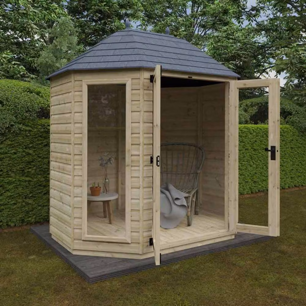 Buttercup Farm Tanalised Octagonal Full Pane 16mm Wooden Shed in Natural – 3