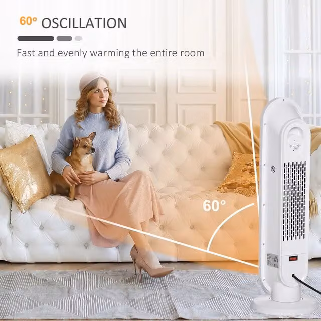 Livingandhome White Ceramic Fan Heater with Remote Control and Overheat Protection