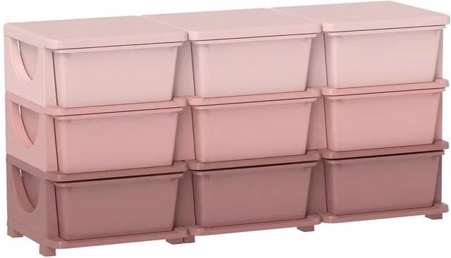 PAWNORA Pink Plastic Storage Unit with Drawers for Children's Rooms