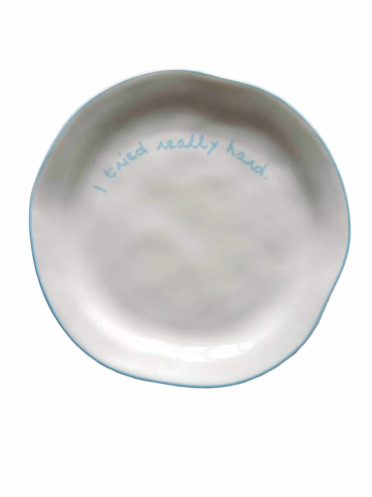 MÆGEN Statement Side Plate I tried really hard, White Stoneware, Diameter: 20.5 cm