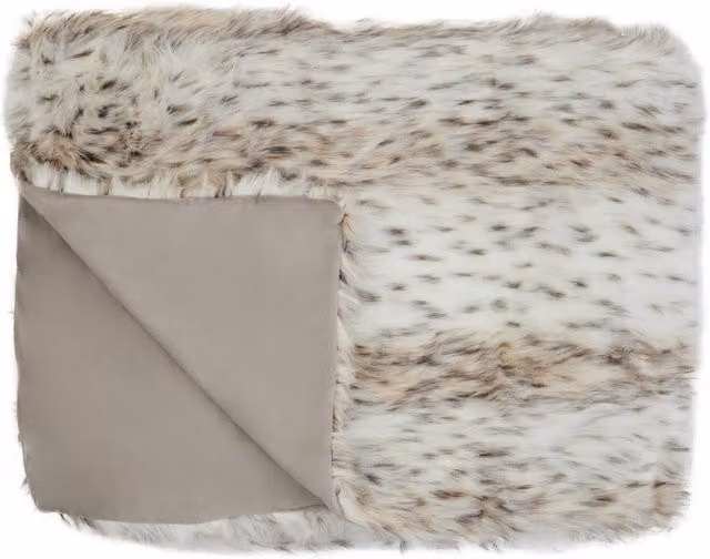 Bosie Lamina Animal Print Faux Fur Throw in Beige and Brown