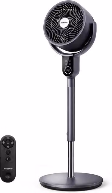 Aigostar Pedestal Air Circulator Fan with Remote Control and Oscillation, Black and Grey