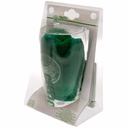 Celtic F.C. Official Mini Beer Glass Bar Set in Green and Transparent Striped Glass – 2