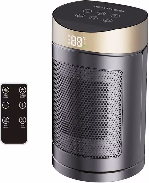Leaper Black Ceramic Fan Heater with Touch Screen and Remote Control