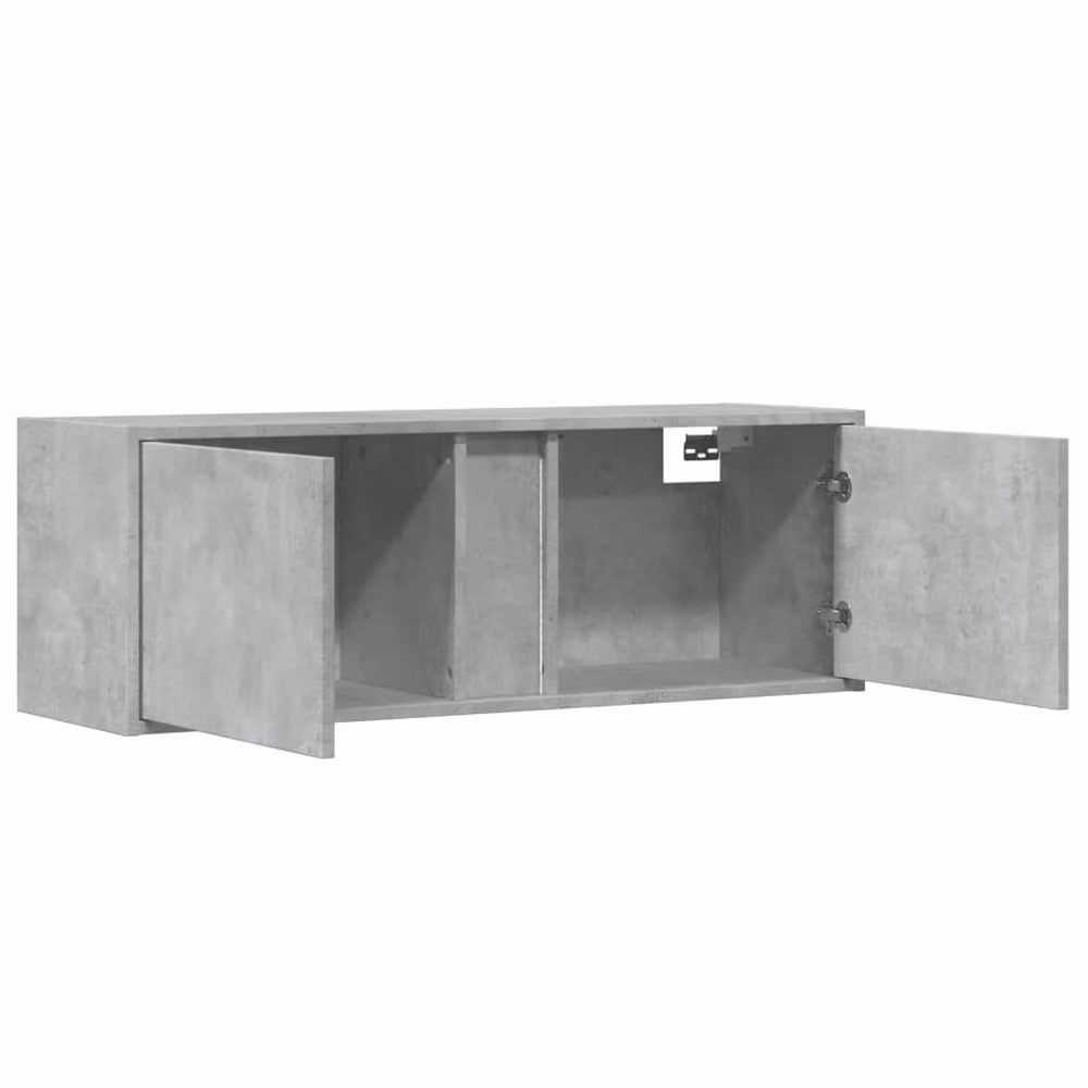Berkfield Home Modern TV Wall Cabinet with LED Lights in Concrete Grey, W/D/H: 100 x 31 x 35 cm – 3
