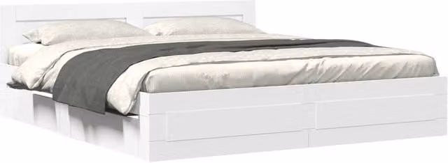 Berkfield Home Bed Frame with Headboard and Drawers in White, 200 x 200 cm