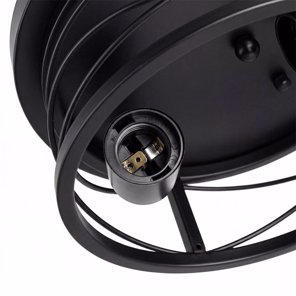 Emitto Industrial Metal Cage Ceiling Light, Black, E27, 90 Degree Adjustable – 4