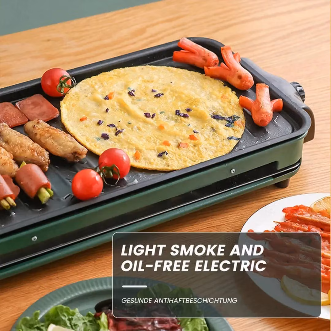 SPETLEK 1500W Smokeless Indoor Barbecue Griddle with Non-Stick Coating and Adjustable Thermostat, Green – 5