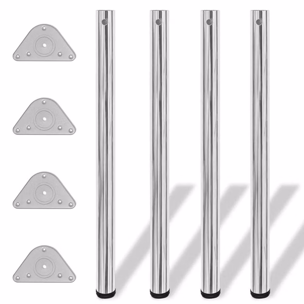Berkfield Home Sturdy Height Adjustable Table Legs in Chrome Silver, H: 87 cm – 2
