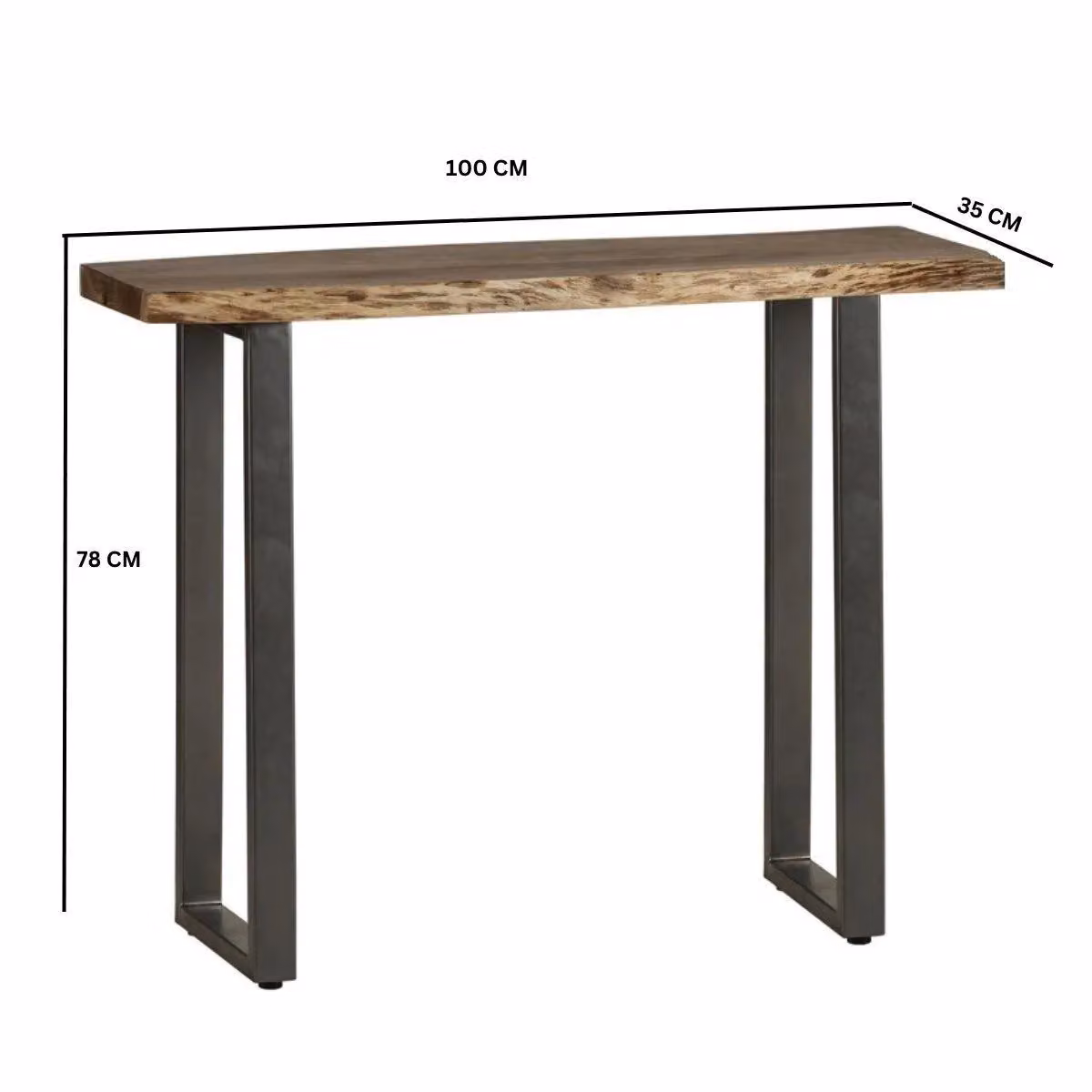 IH Design Wollaston Natural Essential Live Edge Console Table in Brown – 4