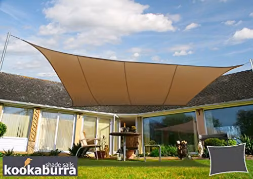 Primrose Brown Rectangular Waterproof Patio Sun Shade Sail Canopy with UPF 50+ Protection, W: 400 cm, D: 300 cm – 3