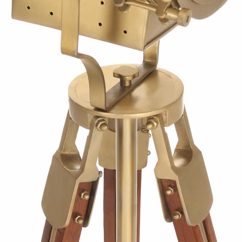 Berkfield Home Adjustable Tripod Floor Lamp in Brown and Gold/Brass with Mango Wood and Glass Shade, Height: 193 cm – 3