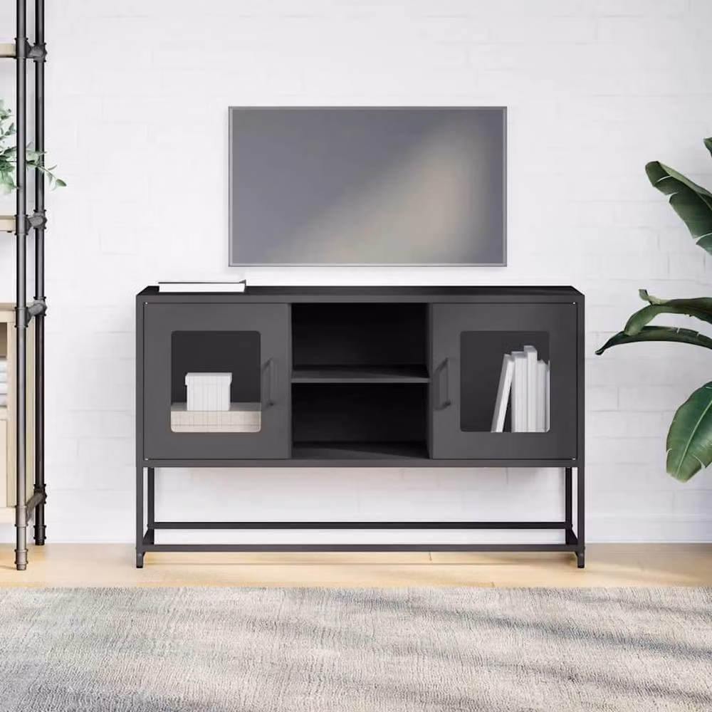 Berkfield Home Industrial Black Steel TV Cabinet W/D/H: 100.5 x 39 x 60.5 cm – 3