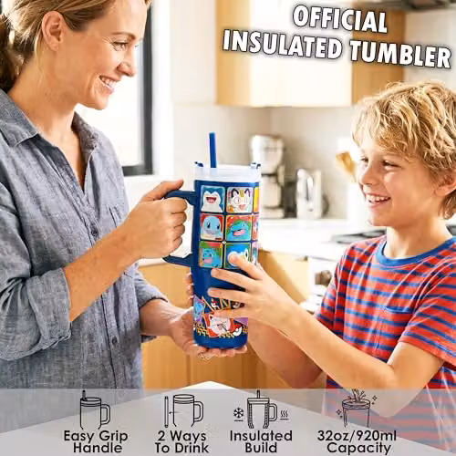 Pokemon Insulated Stainless Steel Water Bottle with Straw and Handle, 920ml, Multicolour – 2