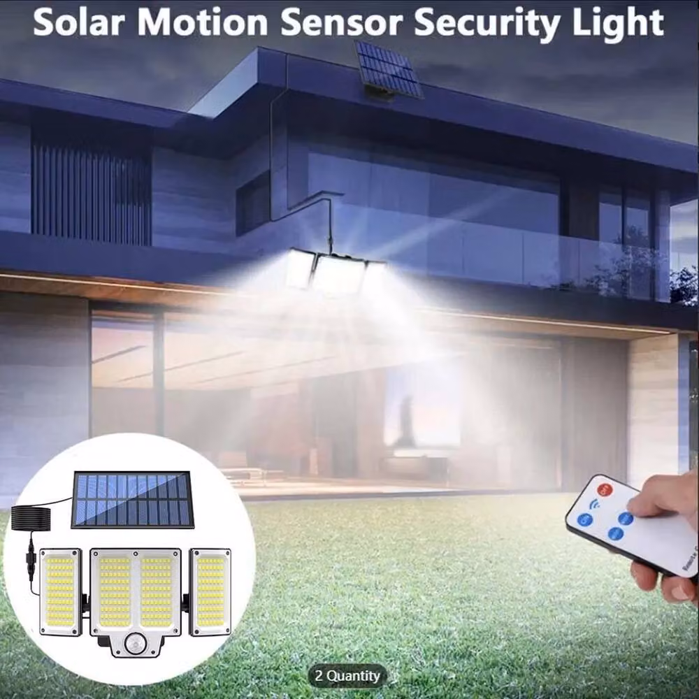 NESTLUNE 2 Pack Solar Powered LED Wall Lights with PIR Motion Sensor and Remote Control in Black – 4
