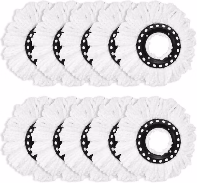 FLAVORA 10-Piece Replacement Round Mop Heads in White