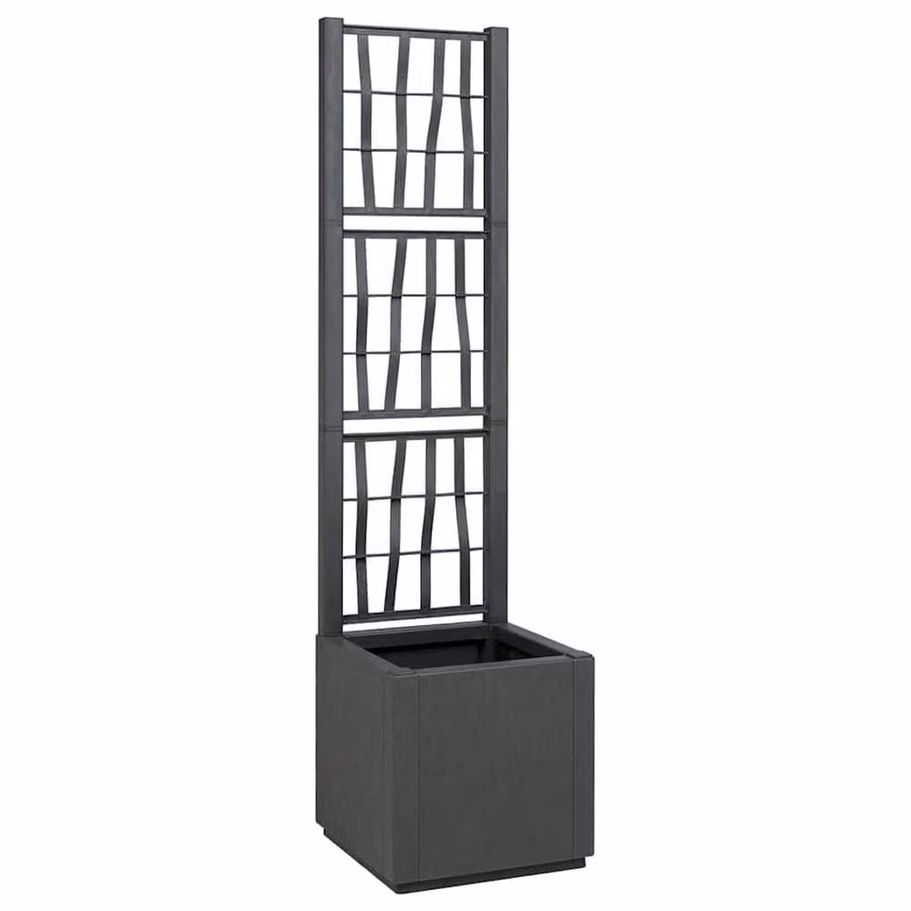 Berkfield Home Modern Anthracite Grey Garden Planter Tub with Trellis, W/D/H: 36 x 36 x 140 cm – 2