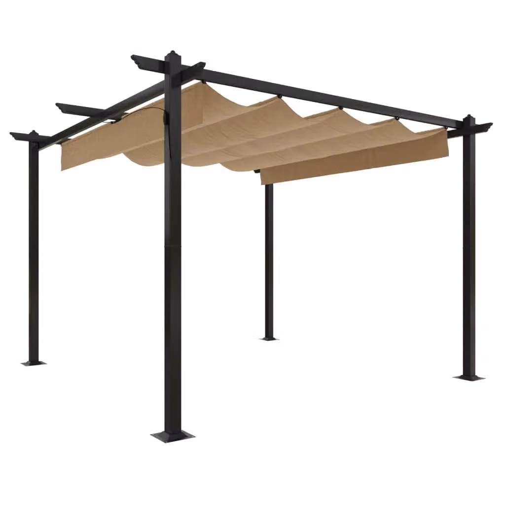 Berkfield Home Garden Gazebo with Retractable Roof, Beige, W: 300 cm x D: 300 cm x H: 300 cm – 2