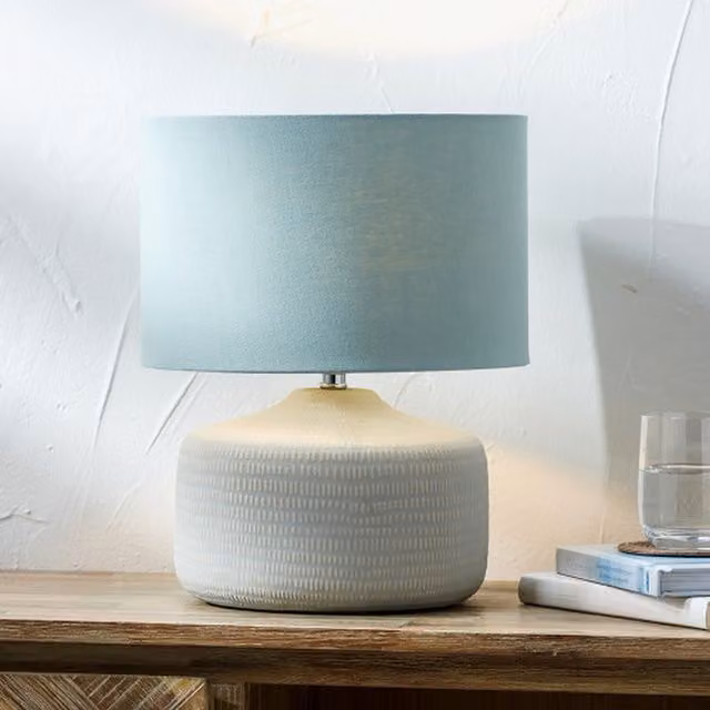 Pacific Lifestyle Duck Egg Textured Ceramic Table Lamp in Blue