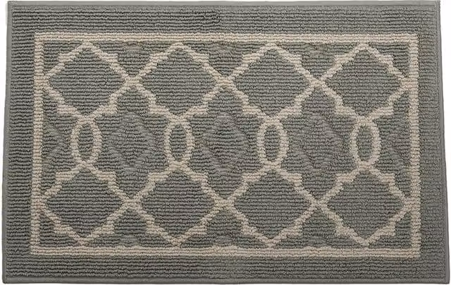 Livingandhome Green Graphic Rectangular Anti-Slip Polypropylene and Polyester Entryway Doormat