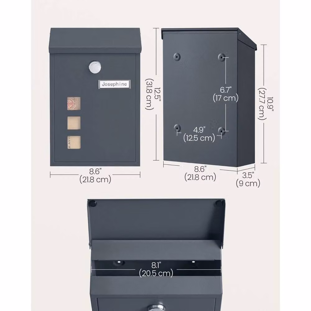 Kelvenix Grey Steel Wall Mounted Letterbox – 2