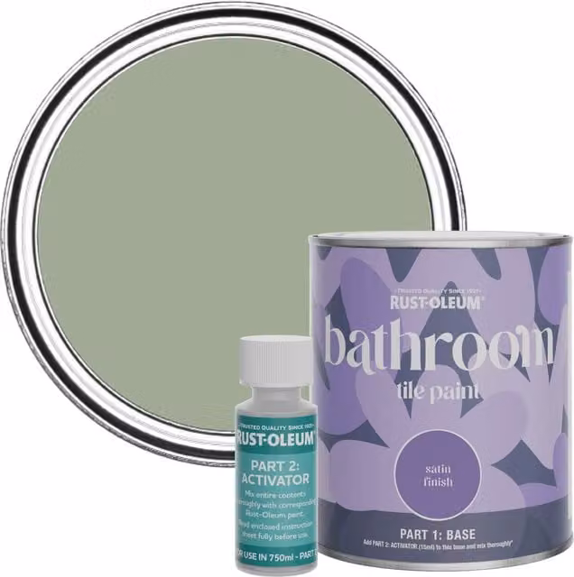 Rust-Oleum Bathroom Tile Paint in Satin Finish, Bramwell Green, 750ml