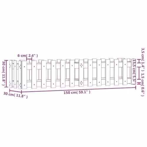 vidaXL Wooden Raised Garden Bed with Fence Design in White, W: 150 cm, D: 30 cm, H: 30 cm – 2