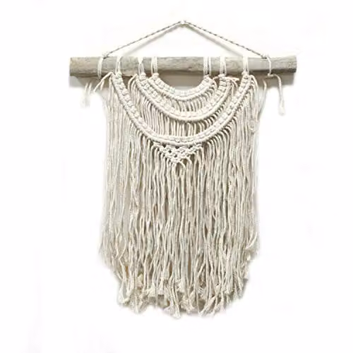 KDMD Ancient Wisdom Macrame Wall Hanging Two Waves in White
