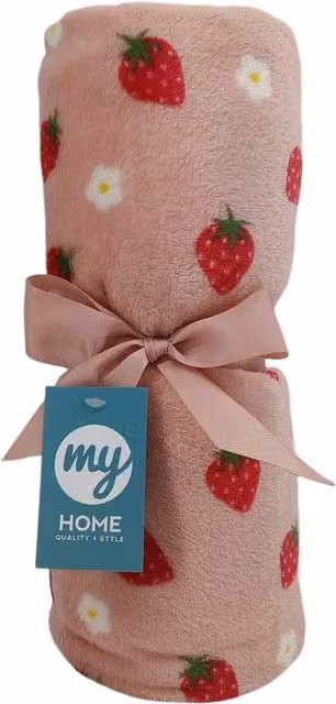 My Home Strawberry Floral Fleece Throw in Pink