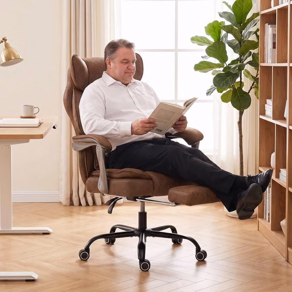 STILVORA Brown Executive Office Chair with Headrest and Footrest – 9