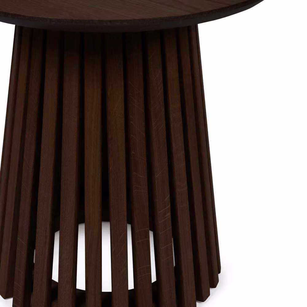 Cheshire Orla Round Oak Lamp Table in Dark Brown, Diameter: 45 cm – 4