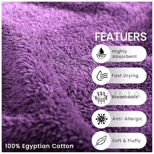 Gaveno Cavailia 8 Piece Cotton Towel Set, Aubergine, 450 GSM – 5