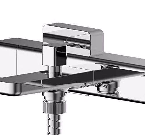 nuie WIN005 Windon Modern Square Thermostatic Bath Shower Mixer Tap with Bottom Outlet, Chrome – 2