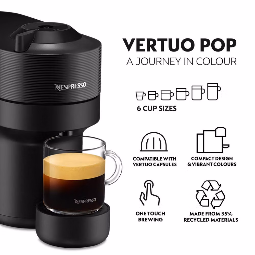 Nespresso Vertuo Pop Capsule Coffee Machine, Black – 4
